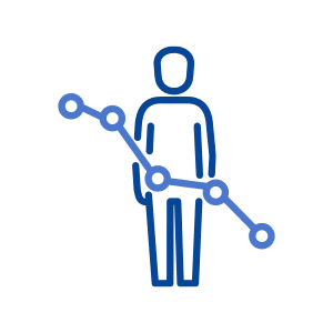 person with upwards line depicting worsening symptoms icon