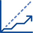 graph icon showing dotted line and arrow going up